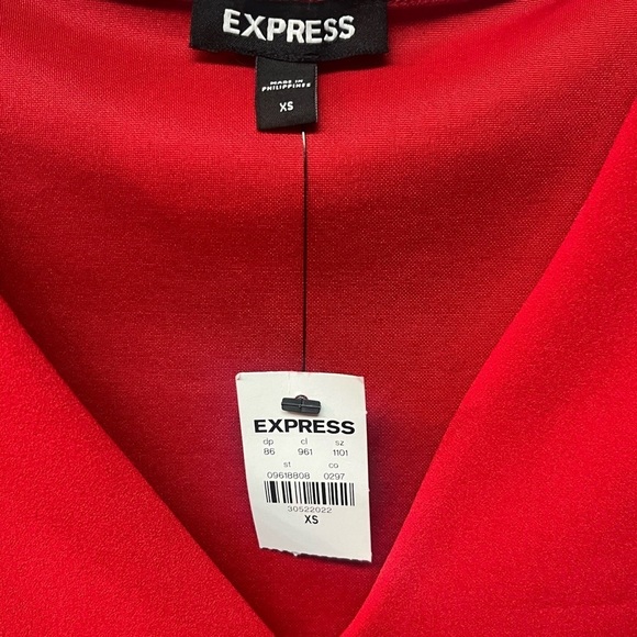 Express Red Bodysuit with Floral Lace Sleeves. Size XS - Picture 3 of 6